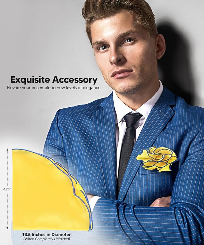 Premium Pre-Folded Four-Point Suit Pocket Square for Men with Sewn Pocket Fold