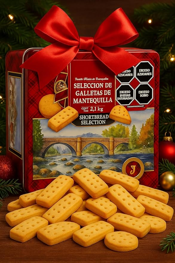 Premium Shortbread Cookie Gift Tin – Butter Shortbread Fingers & Assorted Shapes – Holiday Cookie, Christmas cookie European-Style Shortbread, .Scottish Cooky Assortment, 4.6 LBS