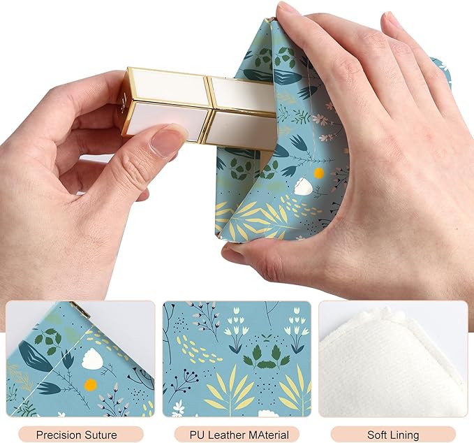 2Pcs PU Leather Small Squeeze Coin Purse Pouch Mini coin Bag Unique And Cute Wallet Cosmetic Bags Change Bag For Women Girls Men Blue And Green Floral