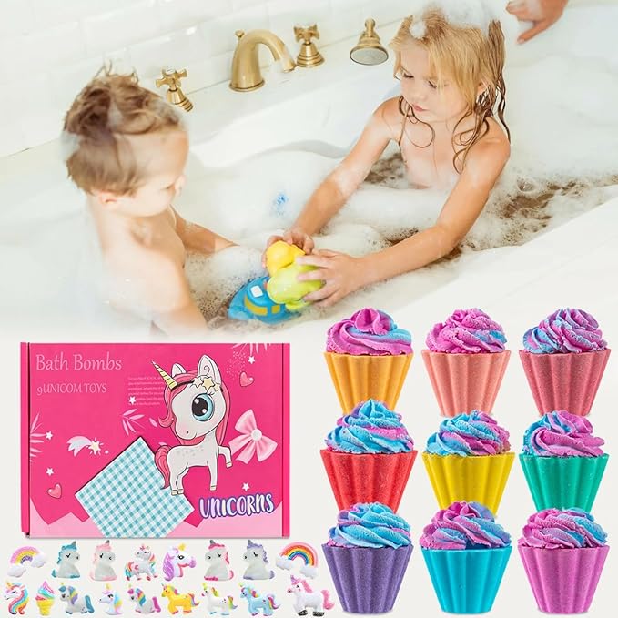 Bath Bombs for Kids with Surprise Unicorn Inside, 20 Kids Bath Bombs Gift Set, Handmade Bubble Bath Fizzes Bomb for Chrildren Birthday Christmas and Party Favor Christmas Gifts Set for Girls