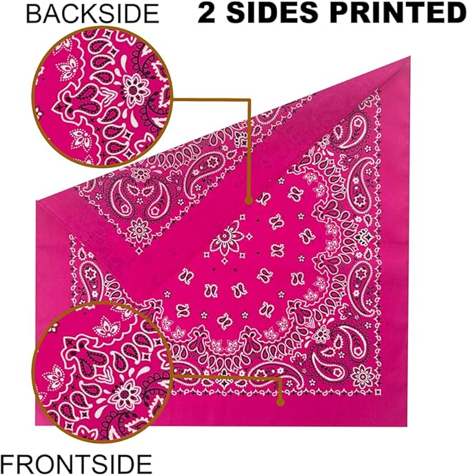 6 Pack 12 Pack Bandanas 2 Sides Printed 22inch Unisex Cowboy Kerchiefs