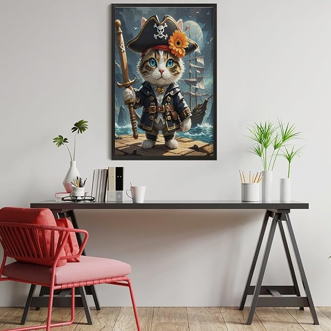 Wooden Puzzle - Classic Pirate Cat Leader Jigsaw Puzzles，Wooden Puzzles for Adults 1000 Pieces Challenge Puzzles，Educational Games，Family Puzzles，Unique Gifts for Wall Art