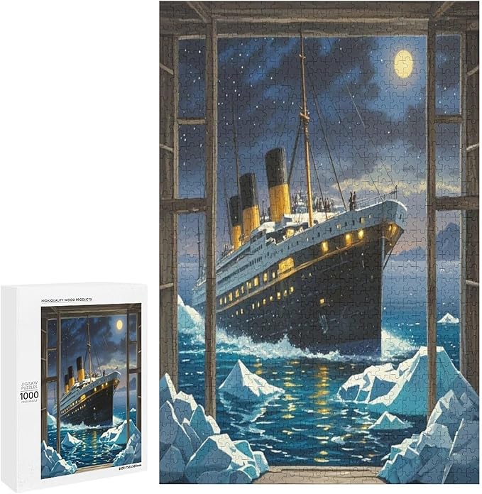 Puzzles for Adults 1000 Pieces Wooden Jigsaw Puzzle - Silent Ship Theme Puzzle，Party Games，Family Toys，Educational Puzzles，Stress Relief Wooden Puzzle，Gifts for Family，Colleagues and Friends