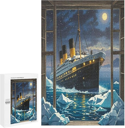 Puzzles for Adults 1000 Pieces Wooden Jigsaw Puzzle - Silent Ship Theme Puzzle，Party Games，Family Toys，Educational Puzzles，Stress Relief Wooden Puzzle，Gifts for Family，Colleagues and Friends