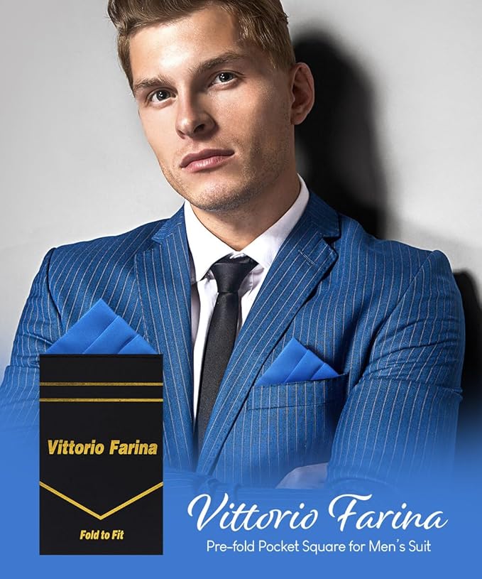 Premium Pre-Folded Four-Point Suit Pocket Square for Men with Sewn Pocket Fold