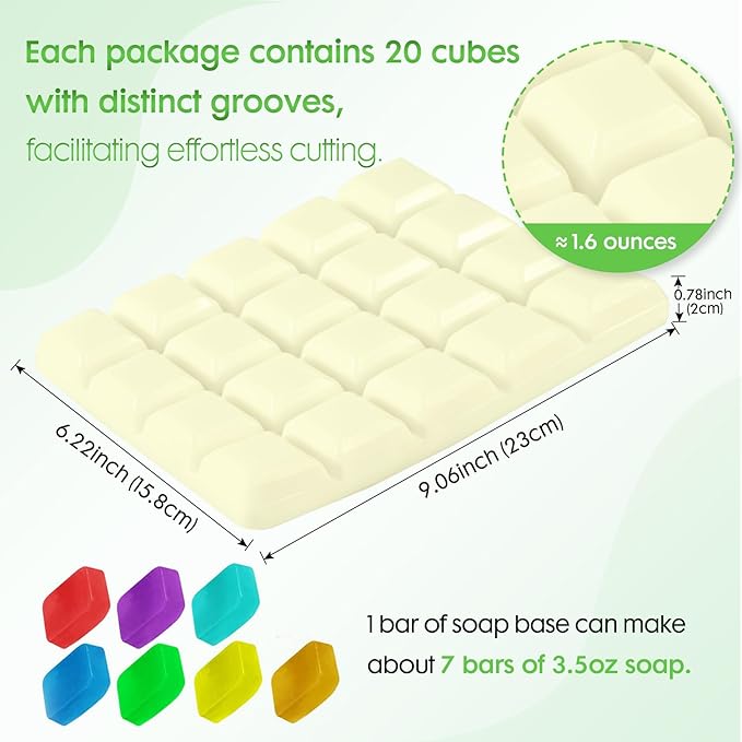 EDSRDRUS 2LB Shea Butter Soap Base Pre-Cut Moisturizing Natural Base Melt and Pour DIY Handmade for Crafting Soap Making