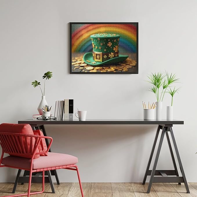 Wooden Puzzle - St Patrick's Day Hat Wooden Puzzles for Adults 500 Pieces Challenge Puzzles，Educational Games，Family Puzzles，Unique Gifts for Wall Art ，Funny Puzzles