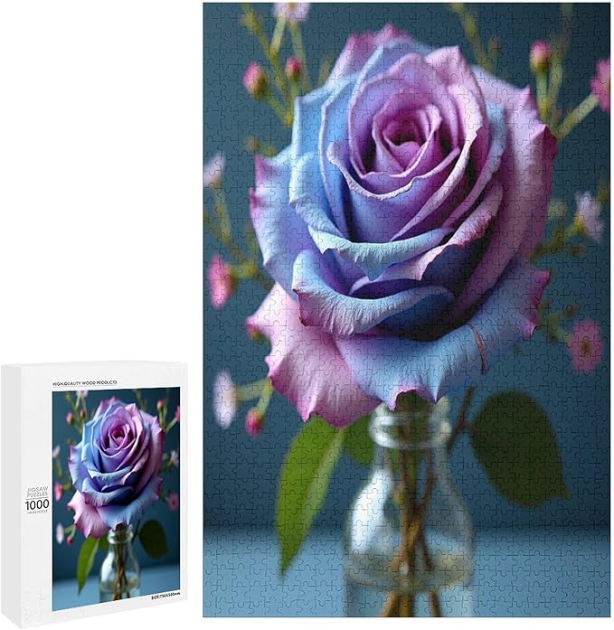 Wooden Puzzles 1000 Piece，Colored Rose Themed Jigsaw Puzzles，Funny Puzzles，Stress Relief Games，Puzzle Games Challenge Puzzles，Educational Games