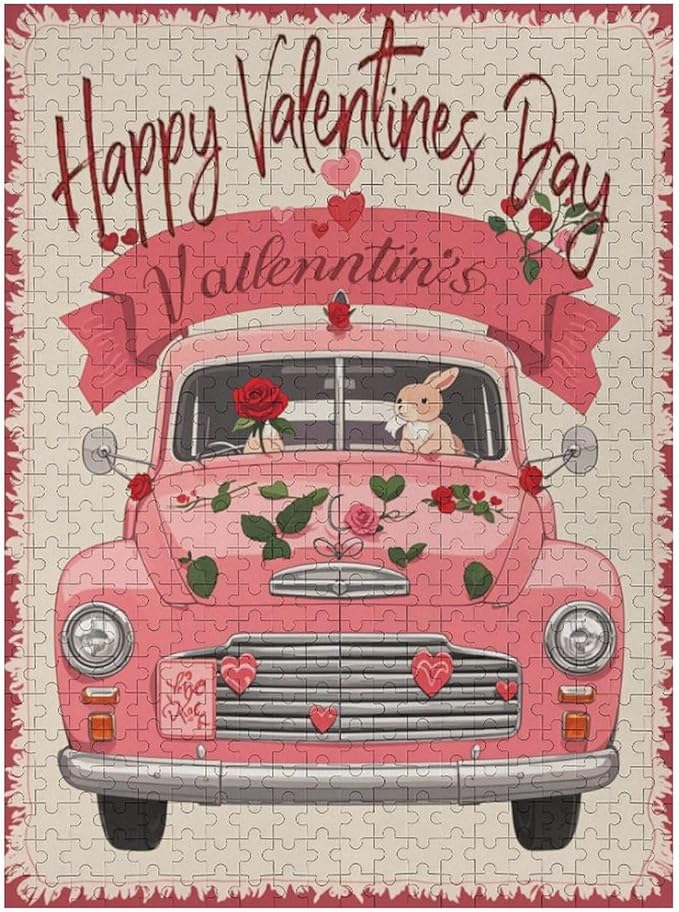 Jigsaw Puzzles for Adults 500 Piece - Happy Valentine's Day Wooden Puzzle，Unique Gifts for Wall Art ，Family Puzzles，Educational Games，Challenge Puzzles Puzzle Games