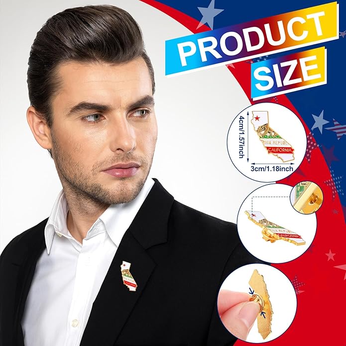 25 Pcs USA State Lapel Pins Bulk Texas California Florida Tennessee South Carolina Patriotic Traveler Souvenir Gifts