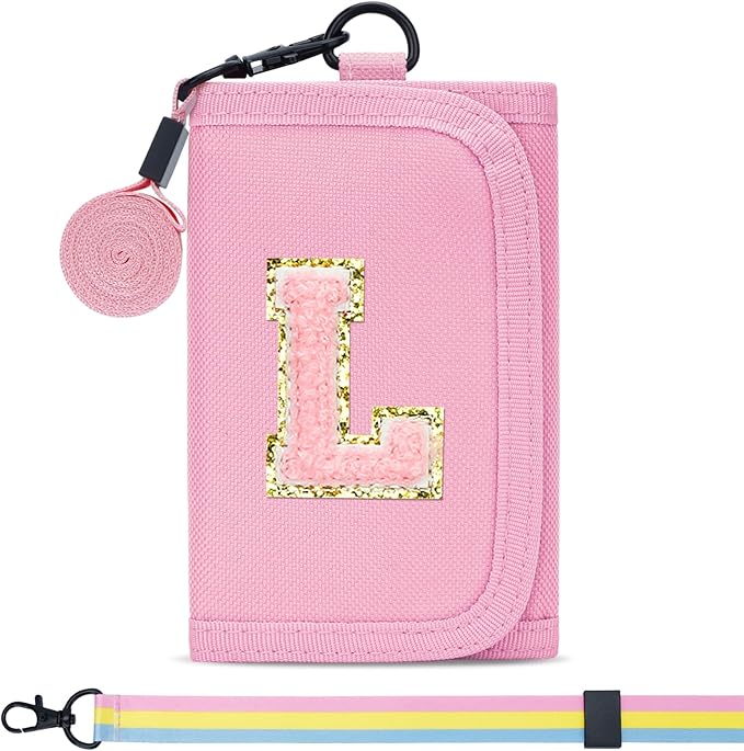 Gifts for Girls 3 4 5 6 7 8 9 10 11 12 Years Old Kids Wallet Cute Initial Coin Purse Toddler Wallet with Magic Sticker (Pink, L)