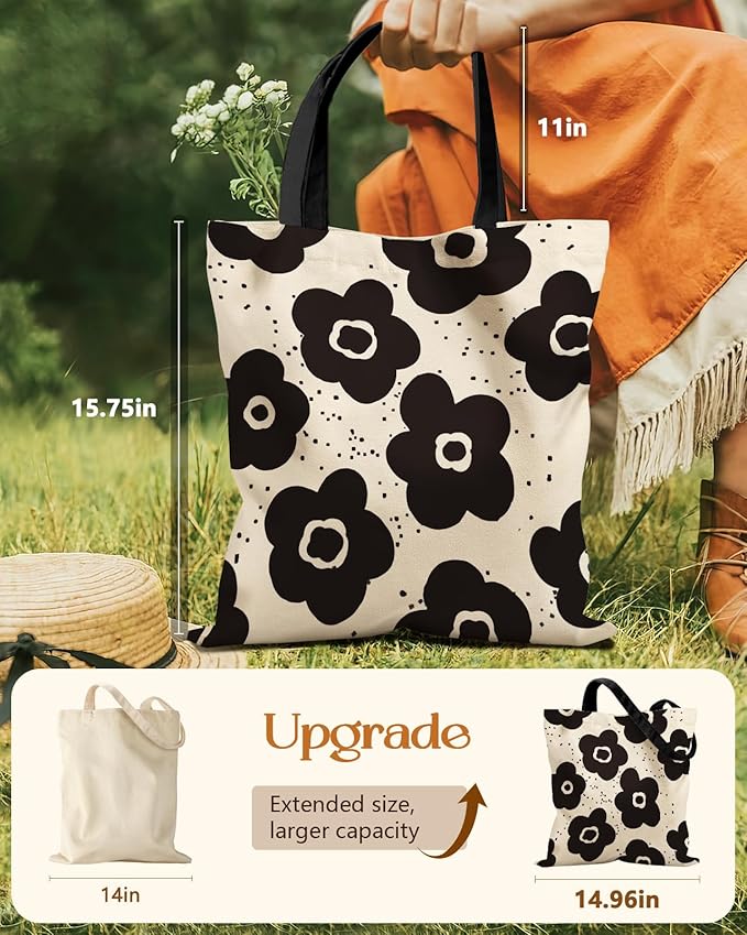 Miss Adola Aesthetic Tote Bag for Girls - with Magnetic Buckle and Zipper Inner Pocket for Women Lady Canvas Cotton Tote Bag