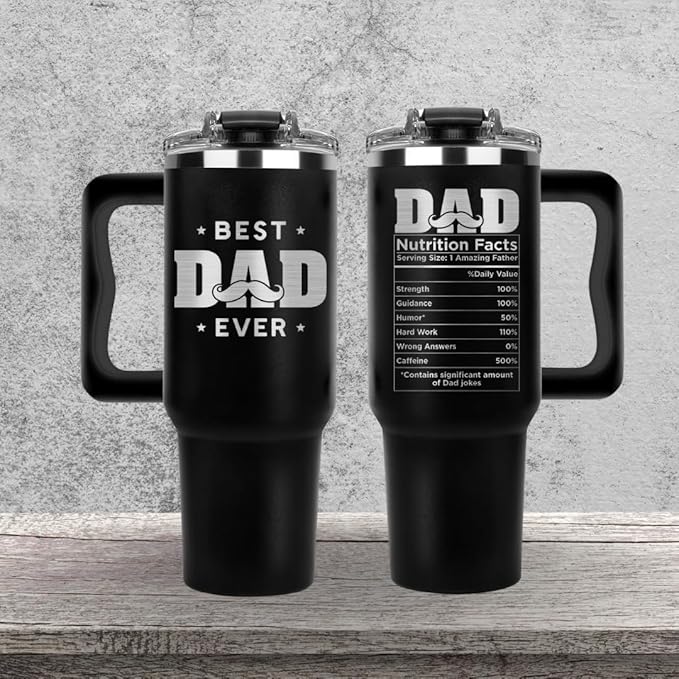 Christmas Gifts For Dad - Best Dad Ever Tumbler 40Oz - Gift for Daddy, Birthday And Fathers Day from Daughter, Son - Cool, Funny Coffee Mug, Proud Papa Cup for Men, Grandfather, Daddy, Elderly