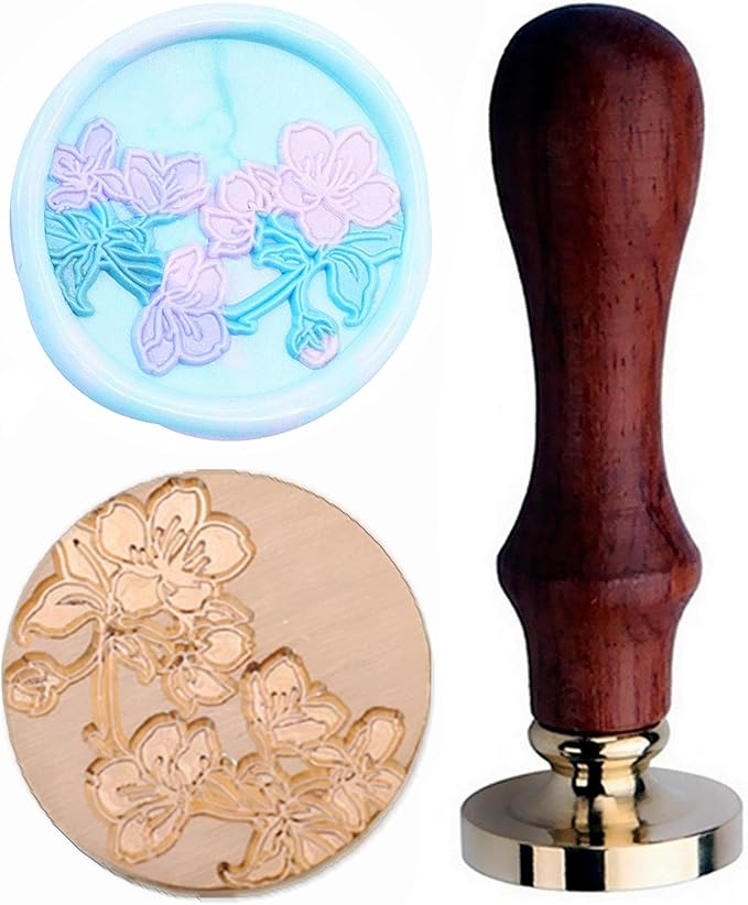 JUPPE 6Pcs Flower Series Wax Seal Stamp Set, Flower Wax Seal Sealing Wax Plant Leaf Wax Stamp Wedding Birthday Party Invitation Sealing Stamp Set (6Pcs Set)
