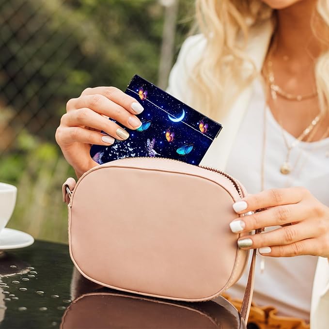2Pcs PU Leather Small Squeeze Coin Purse Pouch Mini coin Bag Unique And Cute Wallet Cosmetic Bags Change Bag For Women Girls Men Blue Stars And Butterflies