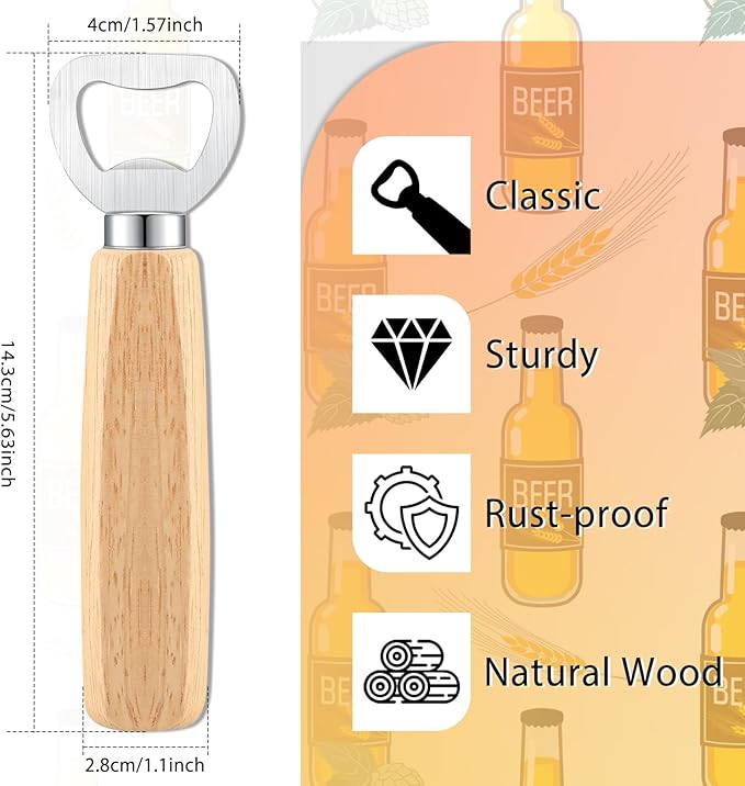 96 Pack Bottle openers Beer Opener with Wooden Handle for engraving Cider Wine Bottle Opener Party Wedding Gifts