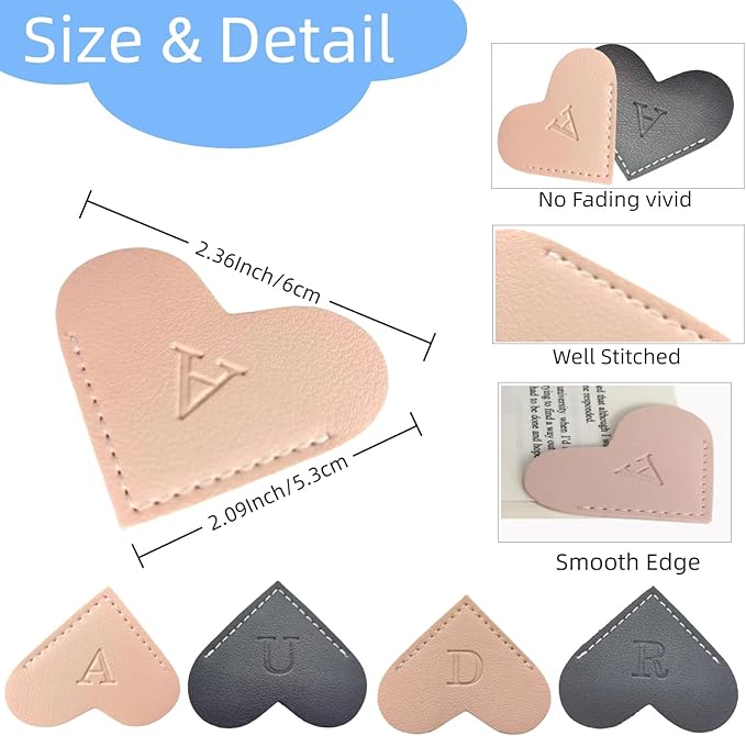 Personalized Leather Book Marks, Heart Bookmark, Unique Cute Handmade Letter Bookmarks Accessories for Reading Women, Teacher, Student, Book Lovers Book Mark Gifts (Pink, J)