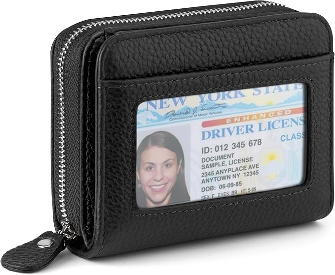 Genuine Small Wallet for Women, Slim RFID Blocking Credit Card Holder with ID Window, Compact Purses for Women with 11 Card Slots