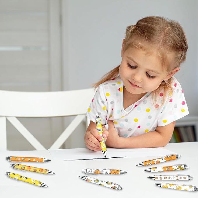 Idealmuzik Bee Pens Set – Cute Yellow & White Bumblebee-Themed Gel Pens for Teens, and Adults – Fun Bee Stationery for School, Office, Journaling, and Gift Giving, 10 Pack