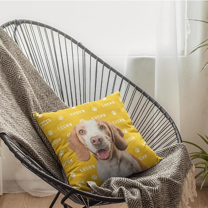 Custom Dog Cat Throw Pillow with Picture＆Name,Personalized Pet Photo Pillowcase with Optional Insert,Pet Memorial Room Decor Gifts for Home Dog Cat Lovers