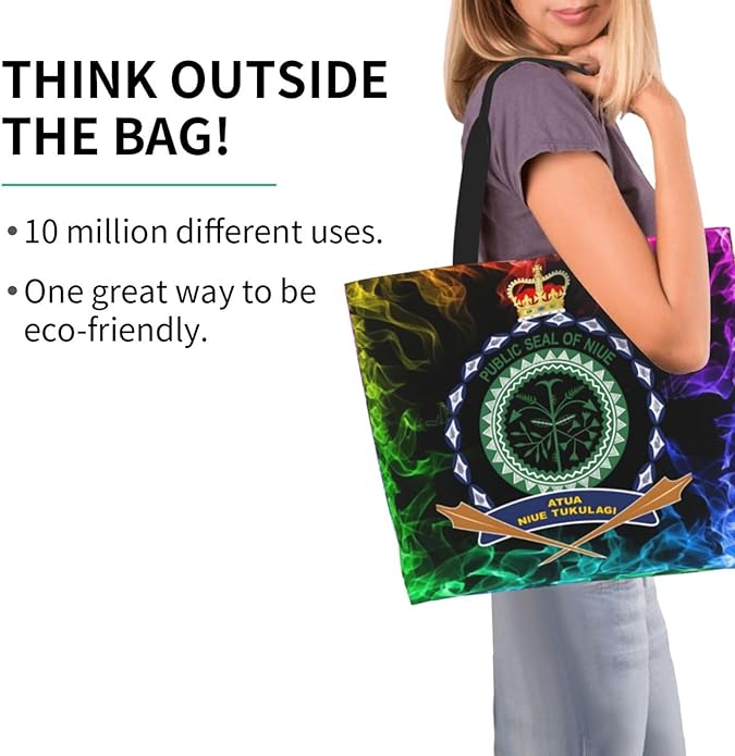 Niue National Emblem Large Reusable Eco-friendly Shopping Bags Portable Storage Handbag