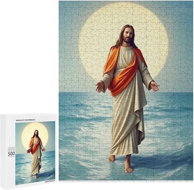 Jigsaw Puzzles for Adults 500 Piece - Jesus Walk On Sea Wooden Puzzle，Stress Relief Games，Funny Puzzle，Unique Gifts for Wall Art ，Family Puzzles，Educational Games，Challenge Puzzles
