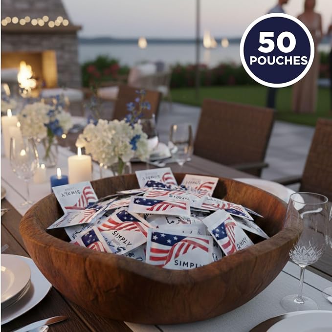 SIMPLY Peppermint "US FLAG" Individually Wrapped Breath Mints in Bulk, 50 Packets (2 per Packet) | Perfect for Office, School, Travel, Party Favors, Restaurants & Hospitality, Fourth of July
