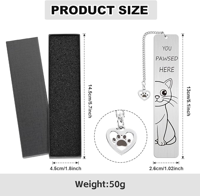 Cute Cat Gifts, Funny Cat Metal Bookmark for Reading Women, Book Accessories for Girls Cat Lovers, Retirement Gift for Women Book Lovers Men Friends