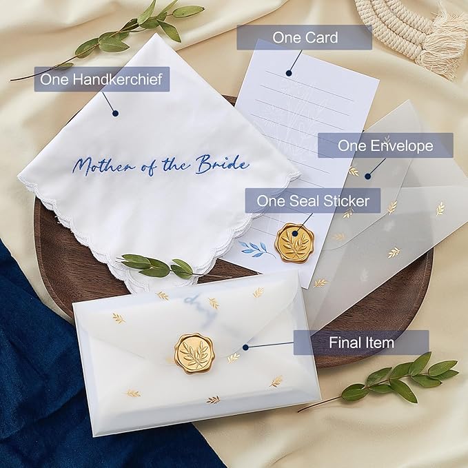Truliva Wedding Gifts: Mother & Father of the Bride Handkerchiefs, Something Blue