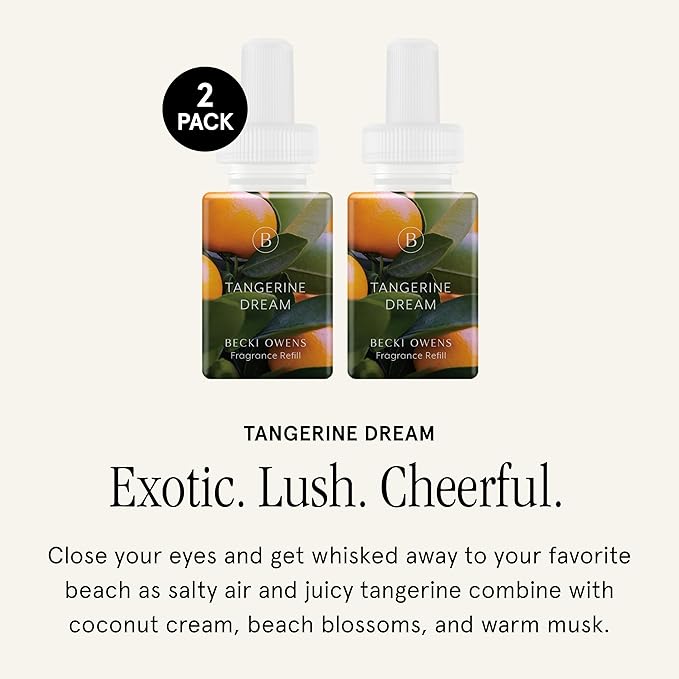 Pura & Becki Owens Home Scent Refill - Smart Air Diffuser - Up to 120-Hours of Luxury Fragrance per Refill - Home Essential - Clean & Safe Diffuser Fragrance - 2 Pack, Tangerine Dream