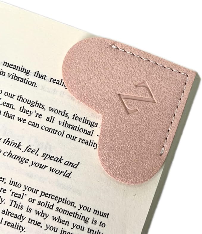 Personalized Leather Book Marks, Heart Bookmark, Unique Cute Handmade Letter Bookmarks Accessories for Reading Women, Teacher, Student, Book Lovers Book Mark Gifts (Pink, Z)