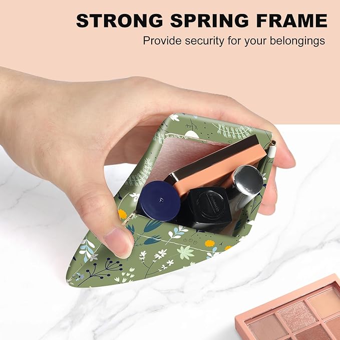 2Pcs PU Leather Small Squeeze Coin Purse Pouch Mini coin Bag Unique And Cute Wallet Cosmetic Bags Change Bag For Women Girls Men Blue And Green Floral