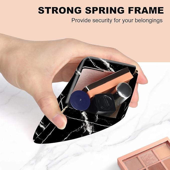 2Pcs PU Leather Small Squeeze Coin Purse Pouch Mini coin Bag Unique And Cute Wallet Cosmetic Bags Change Bag For Women Girls Men （Black marble