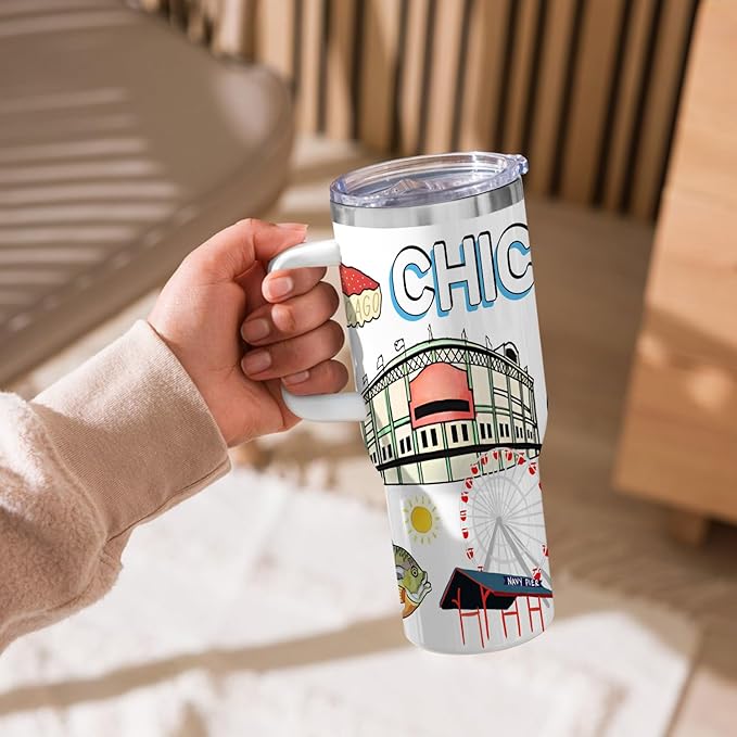 City Tumbler 40oz,Stainless Steel Water Bottle for Hot & Cold Beverages-City Gift Idea (Chicago)