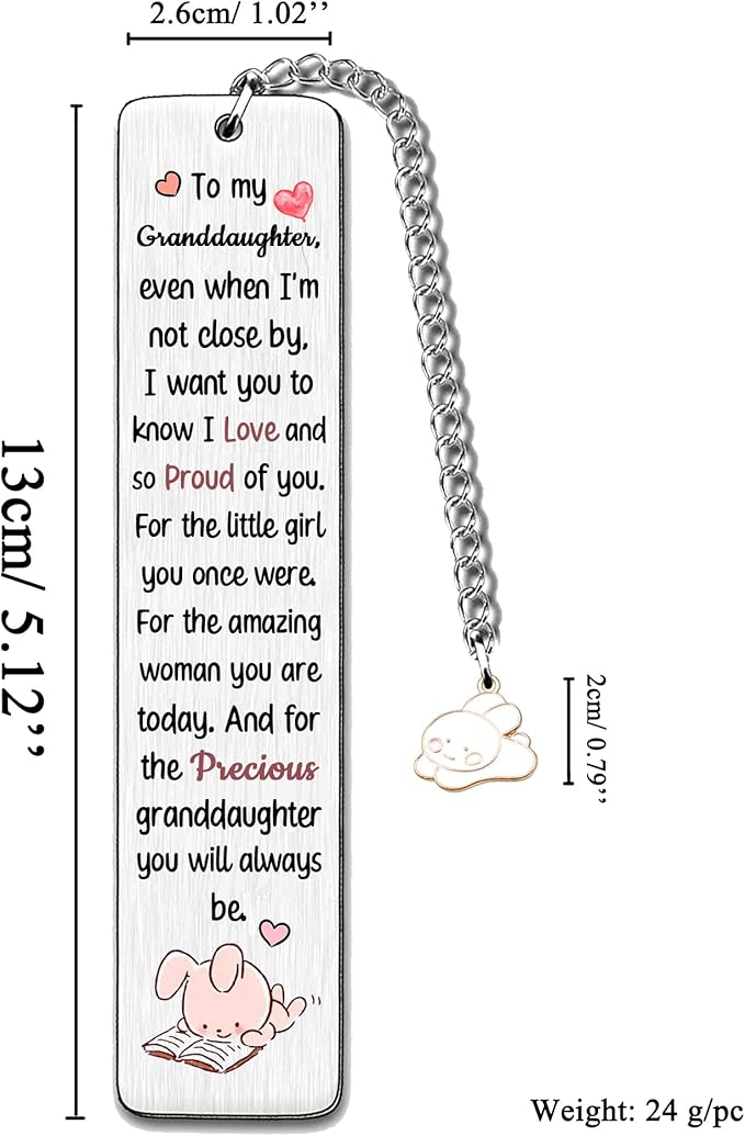 Granddaughter Bookmarks Birthday Gift Christmas Encourage Bookmark Teens Graduation Distance Farewell Back to School Present Rabbit Appreciate Reminder Go to University Love Proud of You Keepsakes