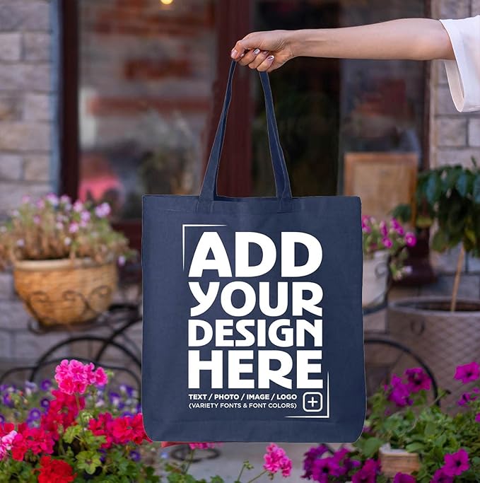 shop4ever Personalized Custom Design Your Own Eco Cotton Tote Reusable Shopping Bag Customizable Gift