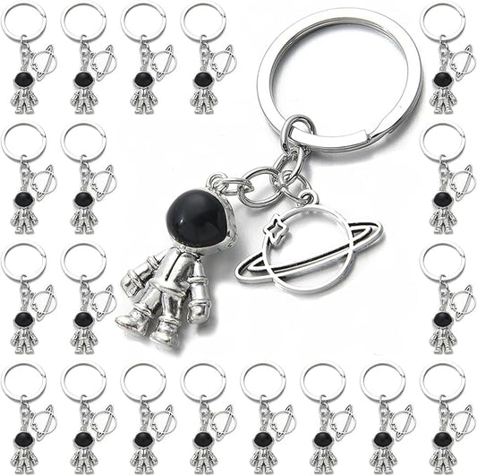 PHAETON 20PCS Robot Keychains Men Creative Spacemen Key Chain Space Robot Key Ring for Space Favors Lover Gifts Office Backpack Purse Charm