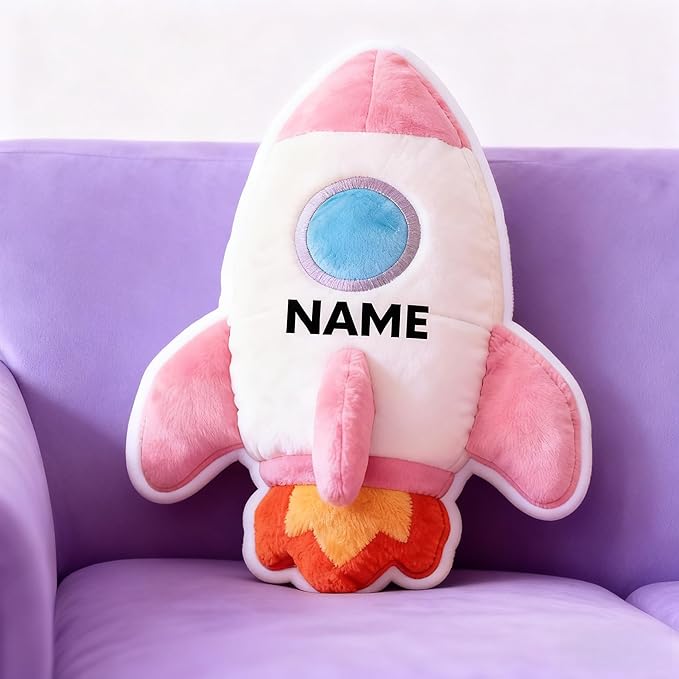 Personalized Rocket Shaped Pillow, Custom Name Plush Stuffed Pillows, Suitable for Beds, Sofas, Bedrooms, Living Rooms Custom Decorative Cushion Gifts for Birthday and Anniversary