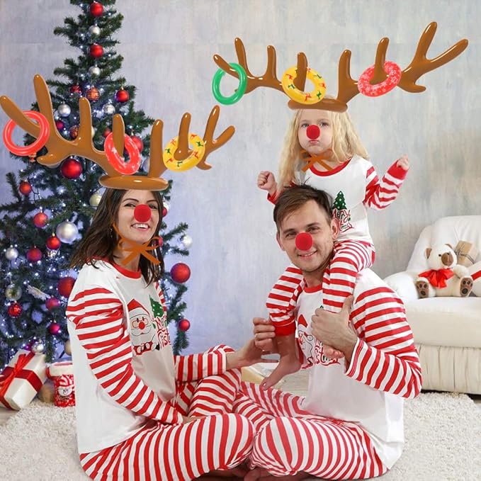 Christmas Games Decorations, Inflatable Reindeer Antler Ring Toss Game, Stocking Stuffers for Men Women Kids Teens Adults, Christmas Party Games Fun Xmas Gifts Carnival Holiday Family