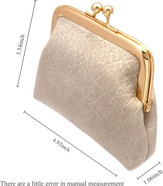 Coin Purse Vintage Bag Lock Wallet Buckle Kiss Lock change purse change holder wallet coin Leather coin wallet(B apricot)