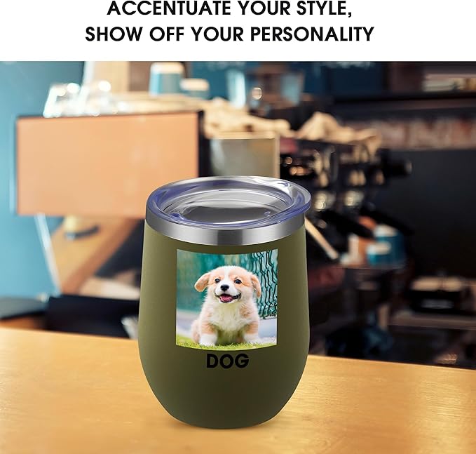 Personalized Wine Tumbler Glasses Print in USA Stainless Steel Travel Customized Coffee Cup with Lid & Straw Double Wall Insulated Mug with Colorful Text Logo Photo