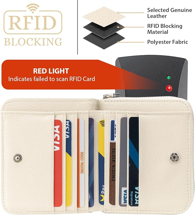 Genuine Small Wallet for Women, Slim RFID Blocking Credit Card Holder with ID Window, Compact Purses for Women with 21 Card Slots