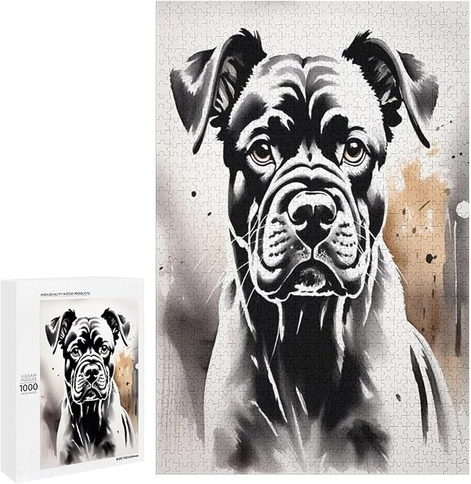 Jigsaw Puzzles for Adults 1000 Piece - Boxer Dog Portrait Animal Themed Wooden Puzzles，Stress Relief Games，Puzzle Games Challenge Puzzles，Educational Games，Family Puzzles