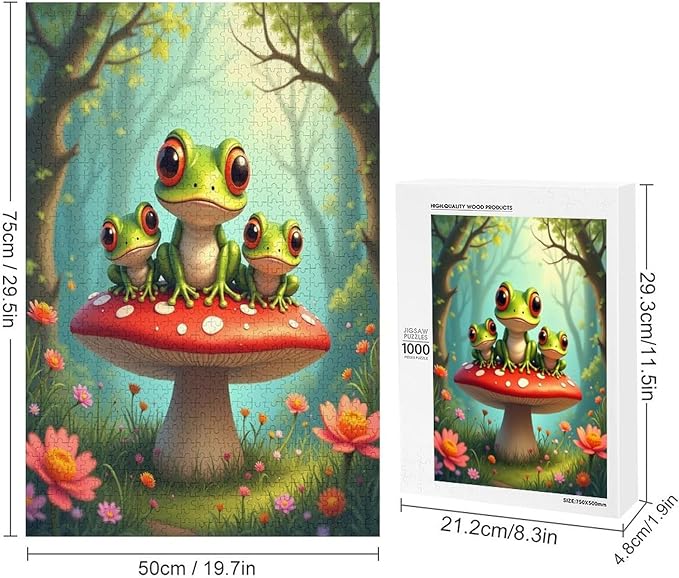 Jigsaw Puzzles for Adults 1000 Piece - Colorful Frogs Wooden Puzzles, Family Puzzles，Educational Games，Challenge Puzzles Puzzle Games