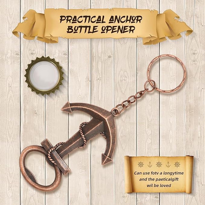 50pcs Anchor Keychain Bottle Opener Wedding Gift Decoration, Perfect for Birthday Party, Baby Shower, Nautical Themed Party Give Away Souvenir for Guest (Copper)