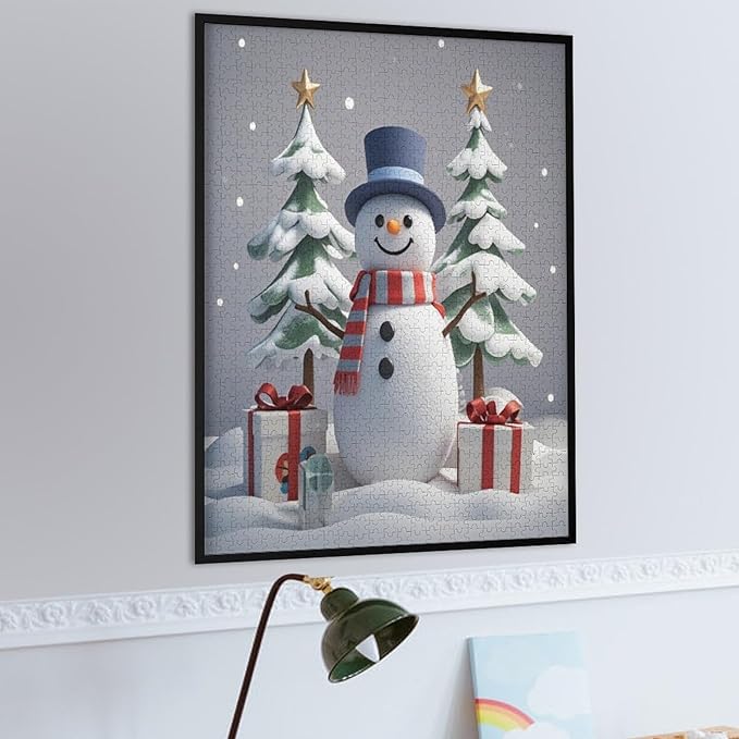 Wooden Puzzles for Adults 1000 Pieces, Christmas Winter Snowman, Each Piece is Unique and Perfectly Put Together, are Special Home Decorations, Fun Puzzles, Party Games, Family Toys