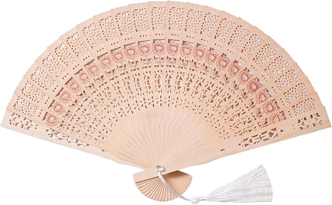 50 Sets Wooden Hand Fan Baby Shower Party Favors with Organza Bags and Tassels Wooden Folding Fan （Sunflower Pattern）