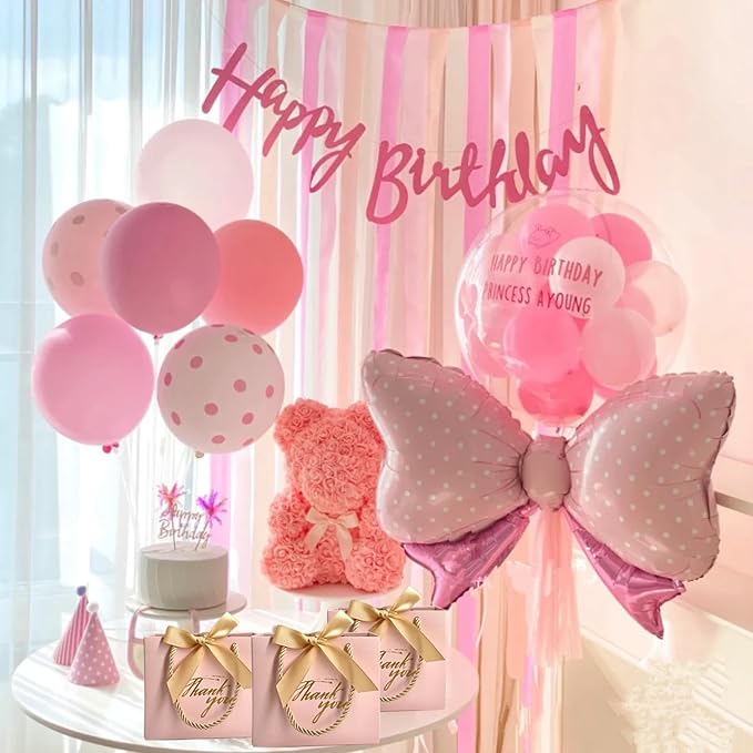 TKSBAG 50Pack Small Thank You Gift Bags With Handles-5.5''x 2.5''x4.7'' Mini Pink Gift Bags Bulk for Baby Shower, Birthday, Wedding, Party Favors