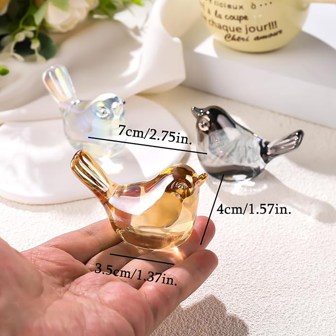 Ornalrist Crystal Gold Birds Figurines Home Decor, Glass Art Birds Collectible Figurines Paperweights Crystal Decor Gifts for Women Mom Friends (Gold)