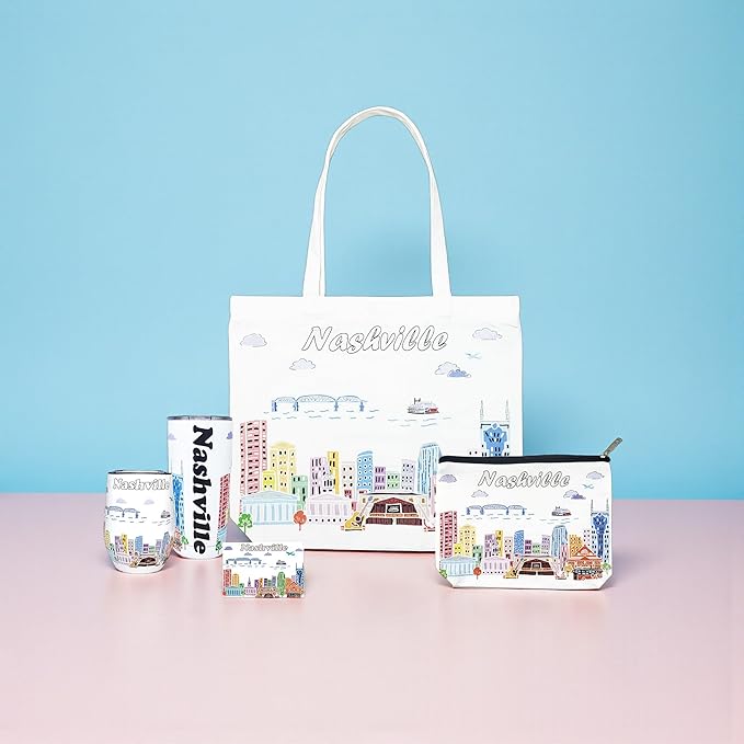 City Themed Artwork Magnet Collection by Beary Blu - Designed in The USA, Collectible Souvenirs Gifts 2.5" x 3.5" (Nashville)